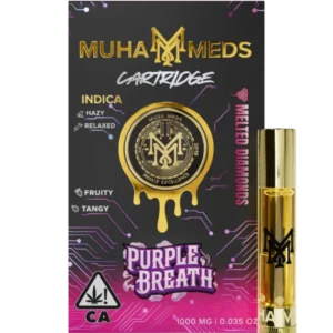 Muha Med Purple Breath cartridge with sweet grape and berry-inspired profile