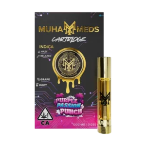 Muha Med Purple Passion Punch cartridge with sweet berry and tropical flavor profile