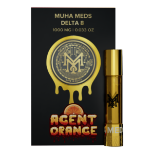 Muha Meds Agent Orange 1G cartridge with orange citrus flavor profile