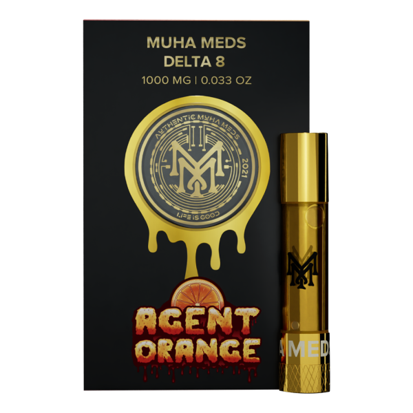 Muha Meds Agent Orange 1G cartridge with orange citrus flavor profile