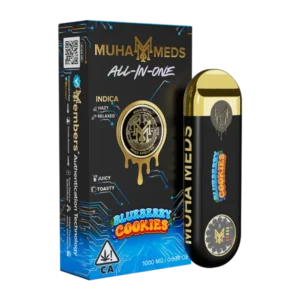 Muha Meds Blueberry Cookies 1G 1000MG Distillate Indica All-In-One disposable