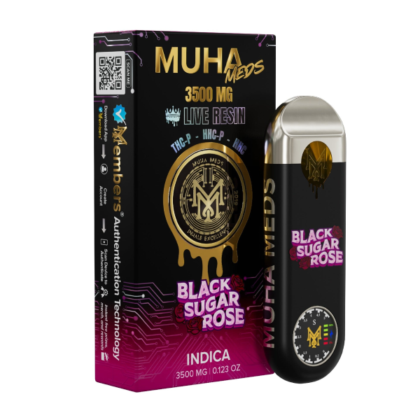 Muha Meds Gen 3 – Black Sugar Rose 3500MG Live Resin Indica disposable